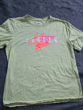 Jordan Light Green Tee with Pink-Orange Logo